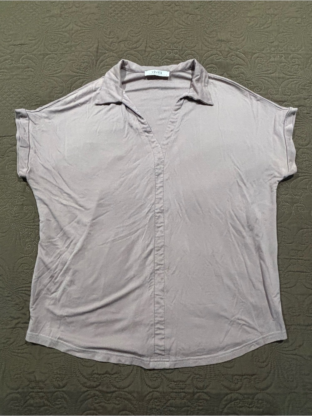 Vivilli by Amazon Shops Mauve Open V-Collar Dolman Sleeve Top